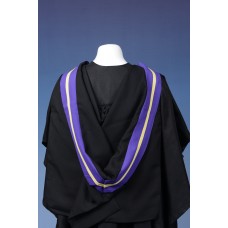 Full Shape Black Hood, Part Lined Purple With Gold Strip